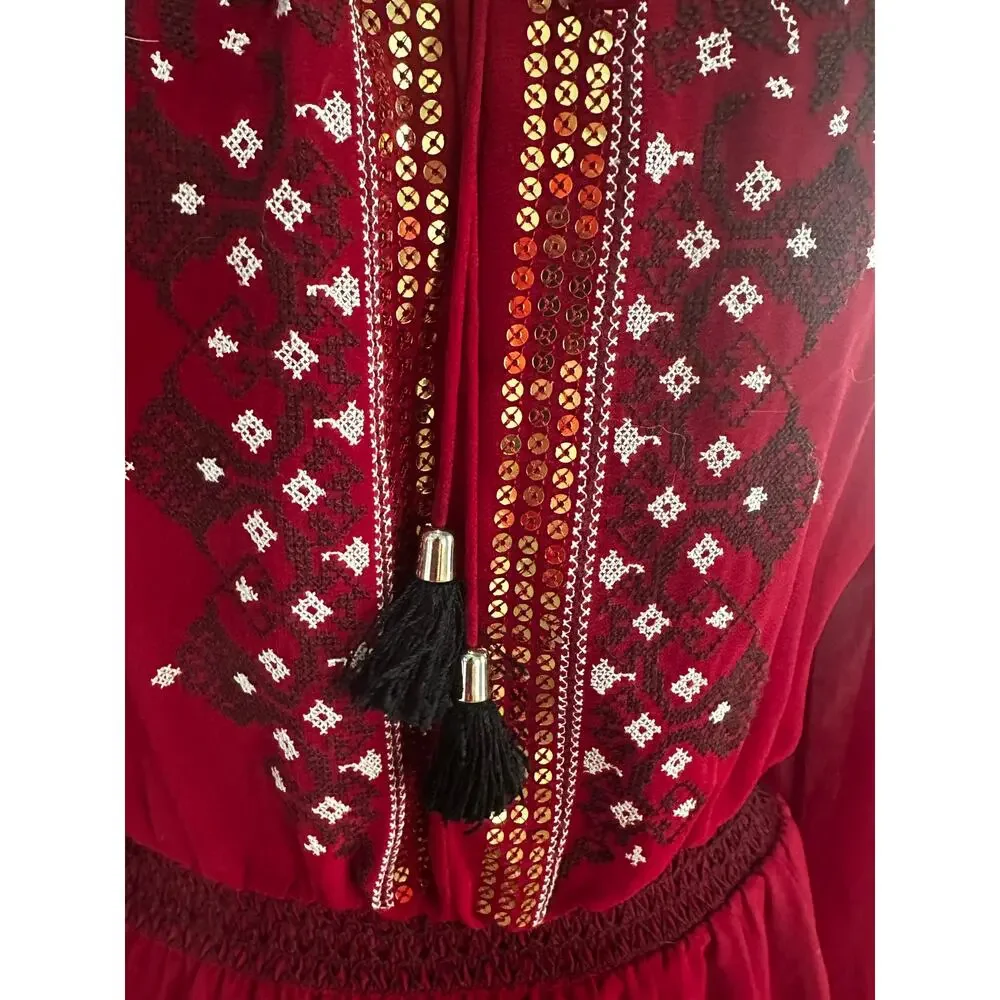 Altuzarra for Target red embroidered sequin peasant dress size 2 - Picture 3 of 5